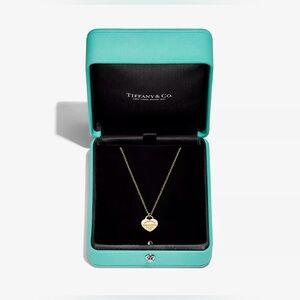 NEW! Return To Tiffany & Co. Mini Heart Tag 16K Yellow Gold Pendant 16-18” $875